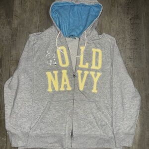 Old Navy Gray Hoodie with Yellow Accents